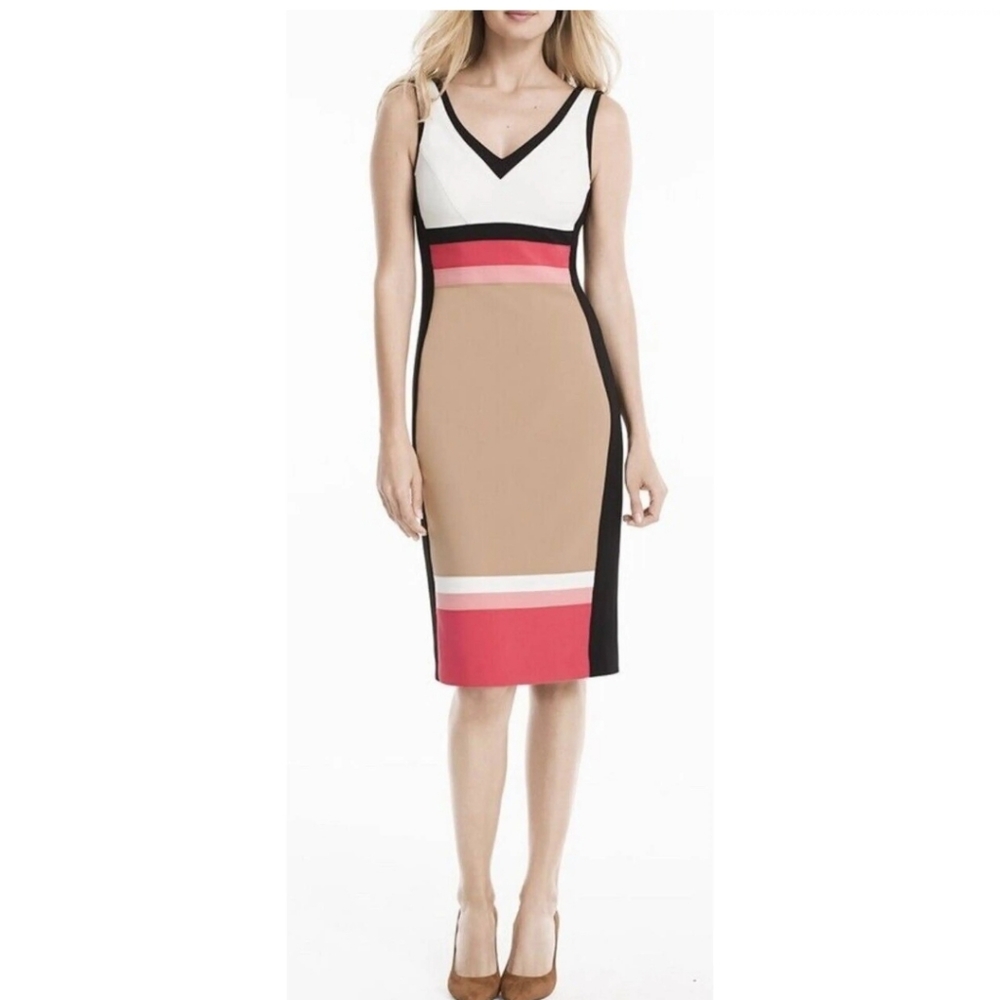 White House Black Market Color Block Dress, P2P 18", Length 37"